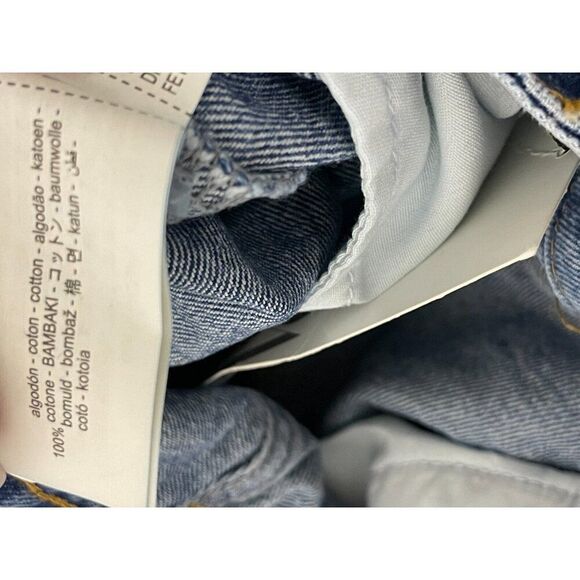 Zara Women Jeans EU 44 US 12 Straight Blue Denim Distressed Raw Hem 6164/178 NWT - Picture 6 of 9